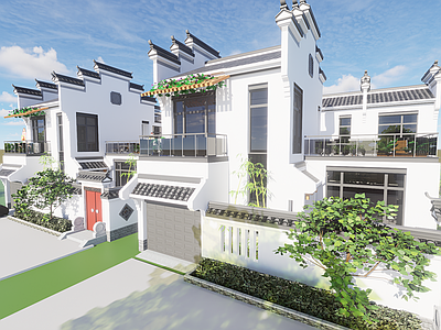 新中式民宿建筑 徽派民宿建筑