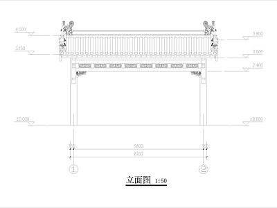 中式门头 门楼 垂花门 中式门脸 仿古门脸 中式入口门头 施工图
