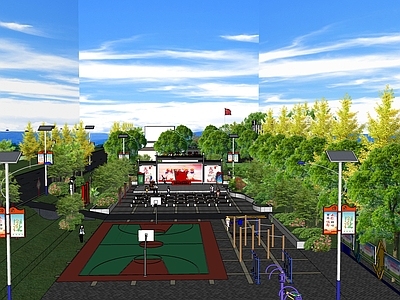 现代中式乡村公园 稻田 乡村 公园 景观