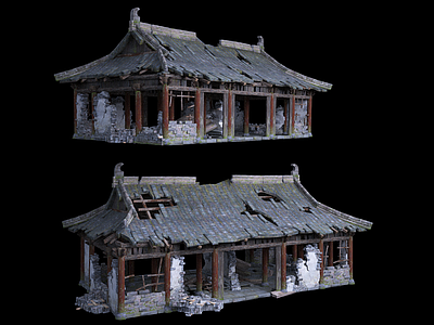 中式古建 破旧古建筑 古代房子 战后古建筑 古建