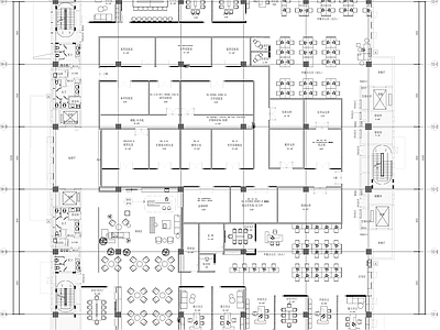 现代整体办公空间 现代办公实验车间 施工图