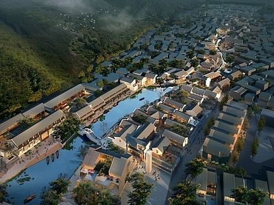 中式古建筑 古镇