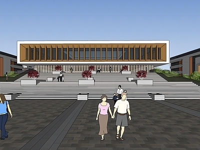 现代学校建筑 现代高中规划 教学楼学校