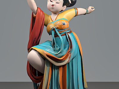 新中式中式雕塑摆件 唐朝美女 古代跳舞美女 雕塑 装置 摆件