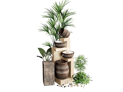 植物组合 植物组合绿植 热带植物花盆盆栽 摆件容器