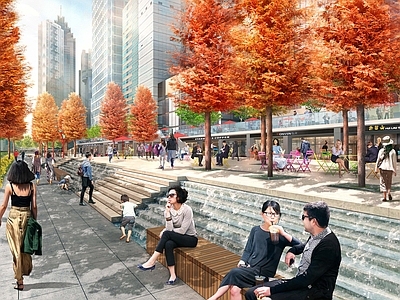 现代街道外景 人行道 商业街外景 商业广场 道路
