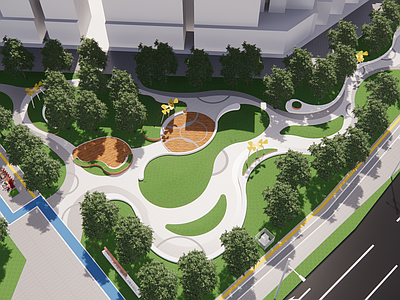 现代极简口袋公园 现代街心公园 现代口袋公园 市政小公园