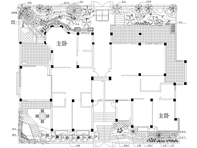 庭院 植物绿化平面图 别墅庭院 花园庭院 私家庭院 农村庭院 施工图