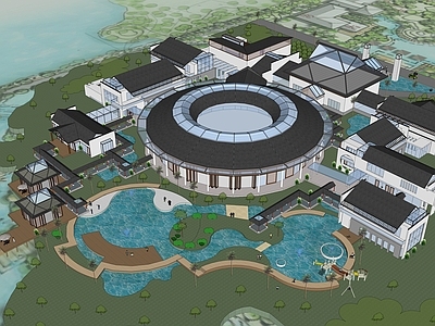 新中式中式酒店建筑 温泉酒店建筑