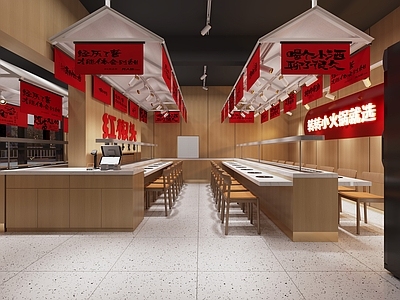 现代工业火锅店 旋转小火锅 自助火锅