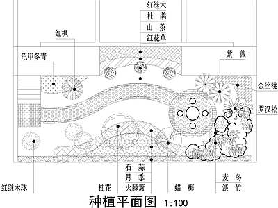 庭院 平面图 别墅庭院 私家花园庭院 植物种植绿化 材质定位图 施工图