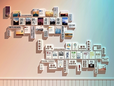 现代文化墙 企业文化墙 办公室励志墙 办公室装饰画 办公室文化墙
