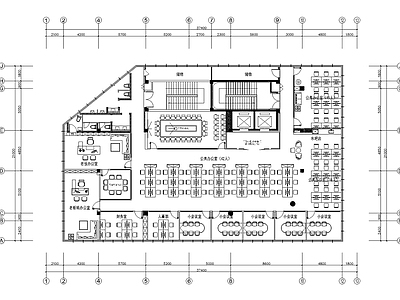 办公家具图库 700平方办公室 办公室平面图 施工图