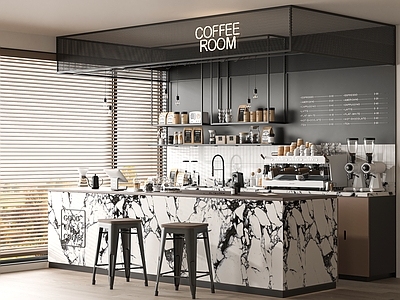 现代咖啡厅 奶茶店 咖啡吧台 工作台 操作台 收银台