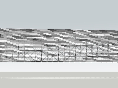 现代工业办公楼 现代建筑幕墙 现代金属表皮 异形建筑表皮 建筑构件 铝拉网铝板