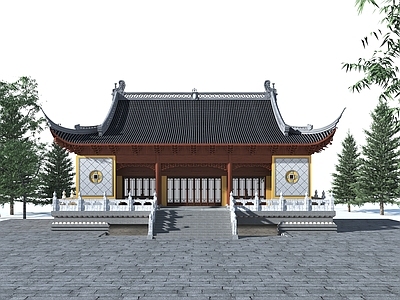 新中式中式古建 中式古建 大雄宝殿 财神殿 宋代古建大殿