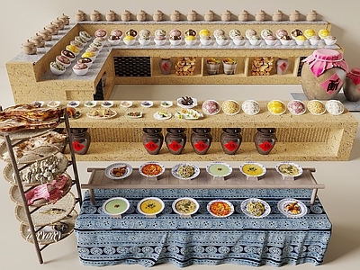酒水食物 中餐厅餐台 炒菜 中餐厅点菜区 菜品展示台 酒缸