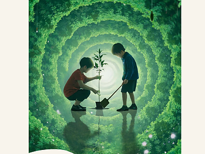现代纸书本 植树节节日海报 宣传栏