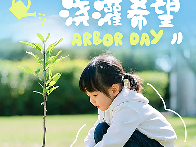 现代纸书本 植树节节日海报 宣传栏