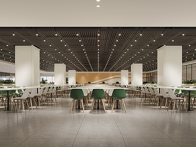 现代简约食堂 现代员工餐厅 自助餐
