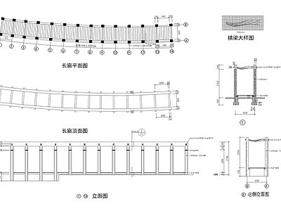 现代廊架 休闲长廊 施工图
