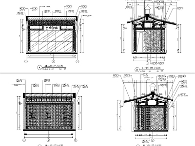 中式家具图库 动态图块 中式古建门厅木制 施工图