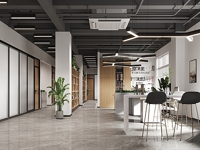 现代办公大厅 办公室 前台 公共办公区