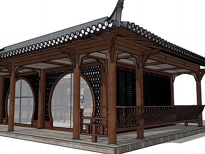 中式古建筑 双亭
