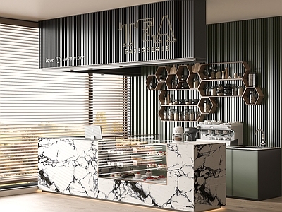 现代咖啡厅 奶茶店 咖啡吧台 咖啡机 工作台 操作台