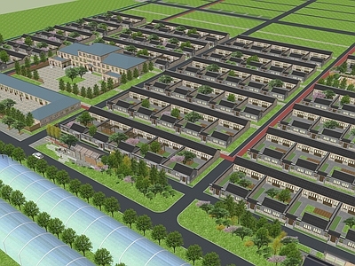 现代鸟瞰规划 美丽乡村 度假村 乡村建筑 农村建筑群
