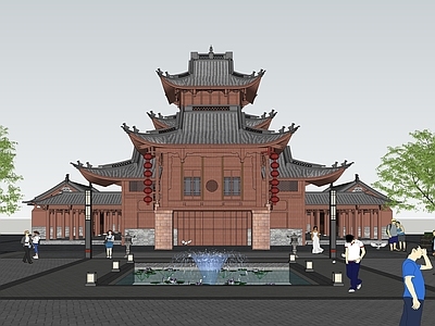中式古建筑 中式戏台 戏楼 合院建筑 庙宇