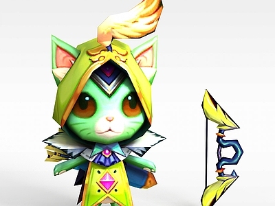 现代手游角色绿色小猫动物