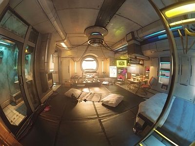 现代其他公共空间 赛博朋克科幻场景 室内赛博朋克卧室 赛博朋克酒店 科幻场景卧室 太空科幻房间