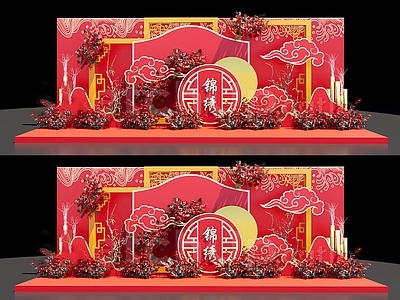 新中式现代美陈 装饰美陈 舞台背景美陈装饰 学生考试美陈 户外国潮美陈装饰 商场美陈