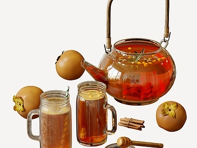 茶具 茶壶 茶杯 茶盘 水果 餐桌摆件