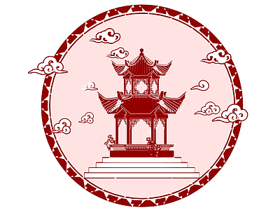 现代艺术风格建筑 云端中国馆 亭子 六角亭子 古建筑 中国宝塔