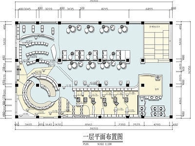 现代书店 书吧书店平面图 图书馆设计平面图 阅读室设计平面图 施工图