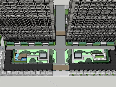现代极简小区建筑 住宅小区 小区绿地 小区规划 绿色环保 现代高级小区