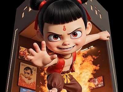 现代工业美陈 哪吒裸眼 商业广场 三维裸眼广告 裸眼大屏 虚拟透视