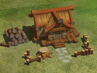 中式复古风格建筑 林场小屋 仿古建筑 民房