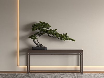 盆栽 松树盆景 古建筑装饰吊灯 屏风隔断