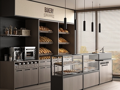 现代甜品面包店 蛋糕店 面包店 甜品店 面包店展柜