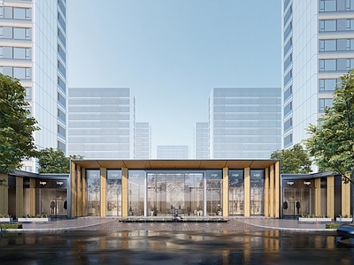 现代简约售楼处建筑 现代社区大堂 住宅归家大堂 社区出入口