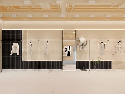 现代服装店 高级感服装店 展厅内衣婚纱店 鞋包饰品网红店 黑白韩系服装店 奶油风衣服模特