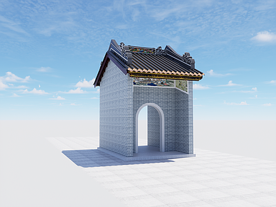 中式古建筑 广东祠堂院门