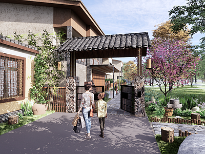 现代乡村庭院 农家小院 乡村景观