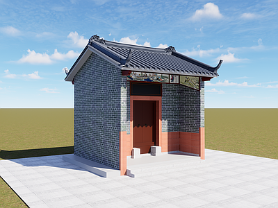 中式古建筑 古建院门 门楼 祠堂