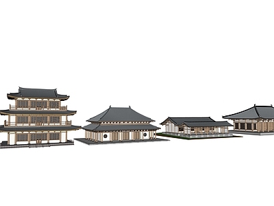 中式古建筑 古建筑 寺庙 唐代