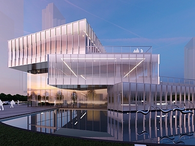 现代售楼处建筑 简约 渐变肌理