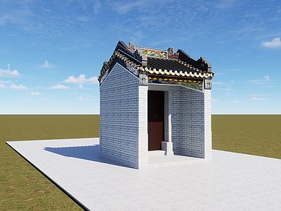 中式古建筑 祠堂门楼 中式院门